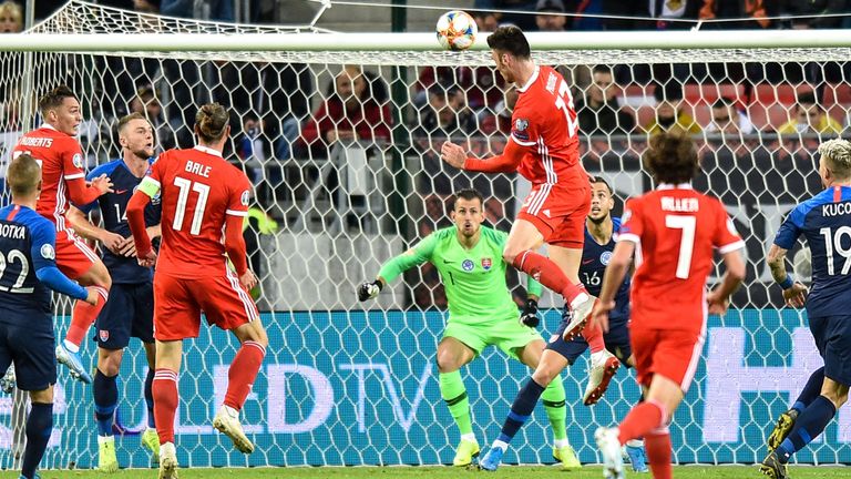 Kieffer Moore's headed Wales in front with a towering header midway through the first half
