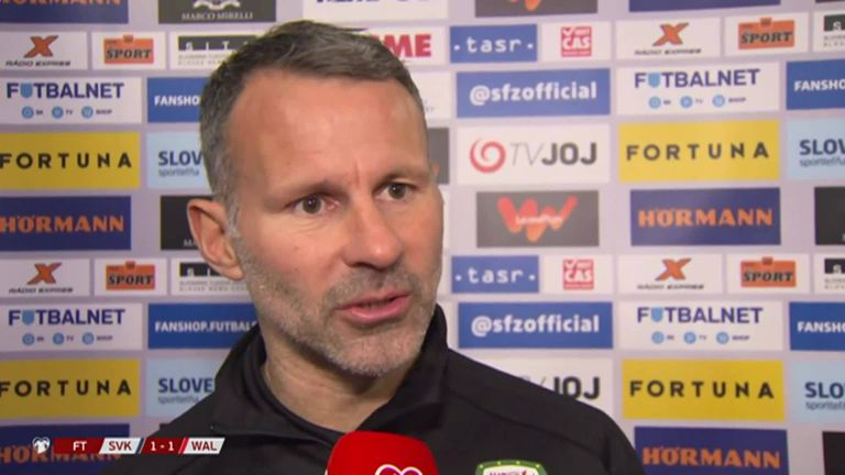 Wales boss Ryan Giggs said he was pleased with his side's performance despite the 1-1 draw with Slovakia.