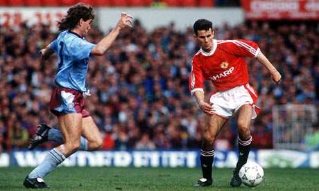 Ryan Giggs in action for Manchester United in his debut season, 1990-91.